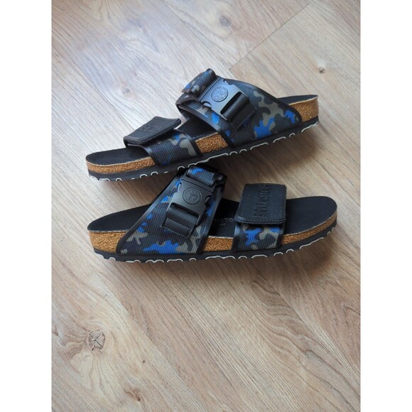 Birkenstock Rotterdam Sport Sole Blue Camo Sandals EU 42 Mens 9-9.5 Rare - Picture 10 of 14